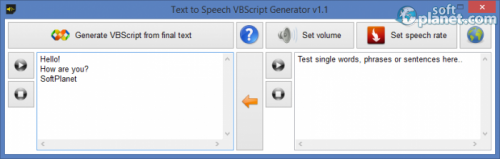 Text to Speech VBScript Generator 1.1 Text to Speech VBScript Generator 1.1