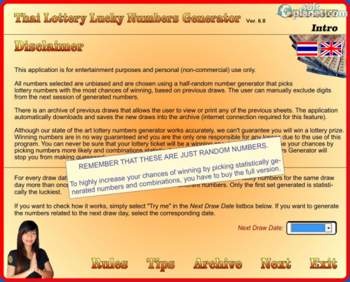Thai Lottery Lucky Numbers Generator 6.0 Thai Lottery Lucky Numbers Generator 6.0